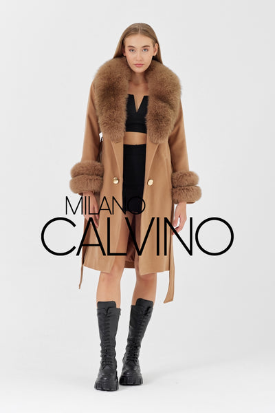 -DOBLE- Cashmere Coat w/ Fur ( Camel )