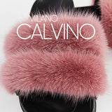 Luxurious Women’s Slippers with Two Strips of Mink Fur - Genuine Leather Sole - Milano Calvino