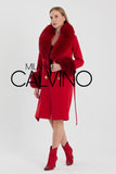 -DOBLE- Cashmere Coat w/ Fur ( Red )