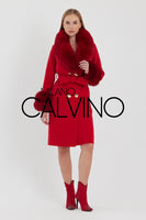 -DOBLE- Cashmere Coat w/ Fur ( Red )