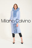 Long Tricot Cardigan w/ Fin Fur (Ice Blue)